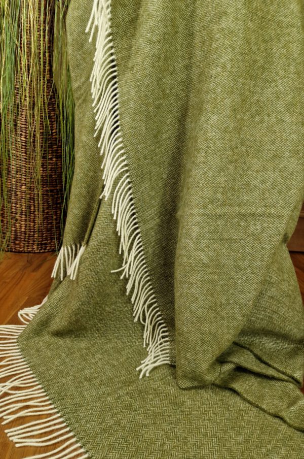 Wollplaid & Wolldecke "Tirol" olive – Bild 2