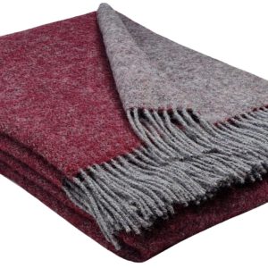 Wollplaid & Wolldecke "Tirol double face" grau-dunkelrot