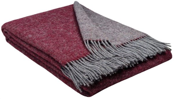 Wollplaid & Wolldecke "Tirol double face" grau-dunkelrot