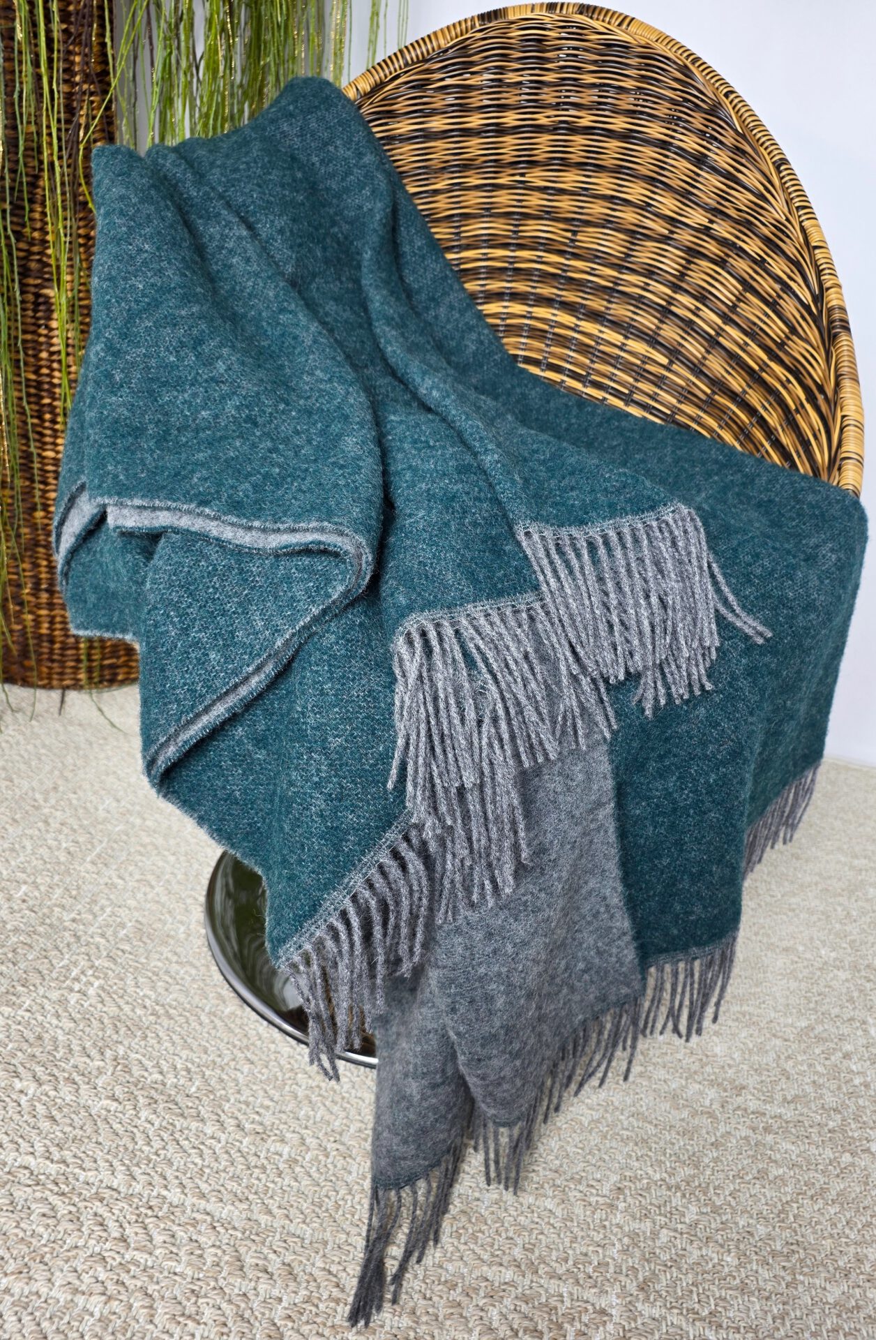 Wollplaid & Wolldecke "Tirol DF" grau-grün – Bild 2