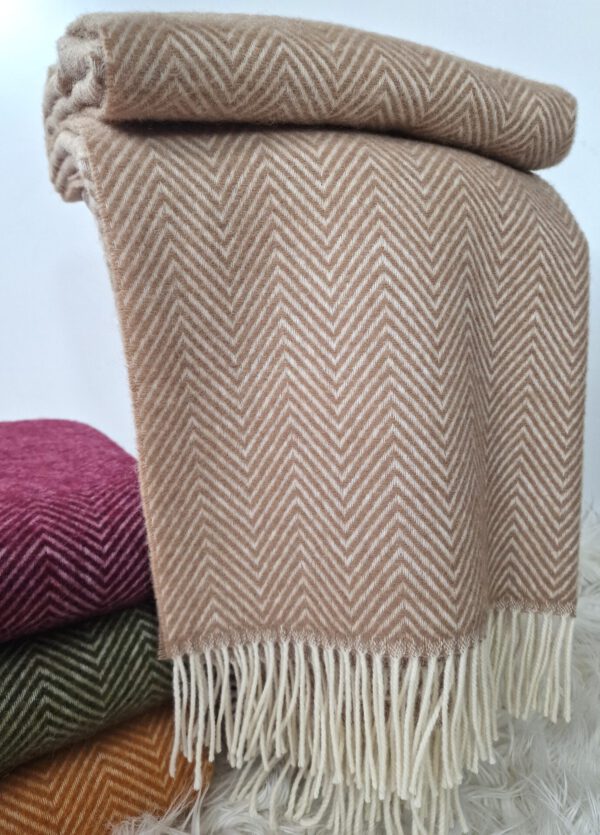 Wollplaid & Wolldecke "Tirol-M" beige – Bild 2