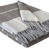 Wolldecke & Wollplaid, 90 % Merinowolle,10% Kaschmir "Faro Karo" hellgrau-braun