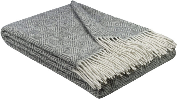 Wollplaid & Wolldecke "Tirol-V" grau