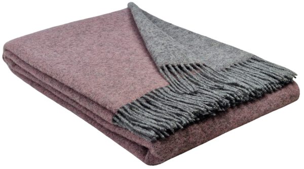 Wollplaid & Wolldecke "Tirol double face" grau-rosa/lila