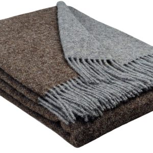 Wollplaid & Wolldecke "Tirol double face" grau-dunkelbraun