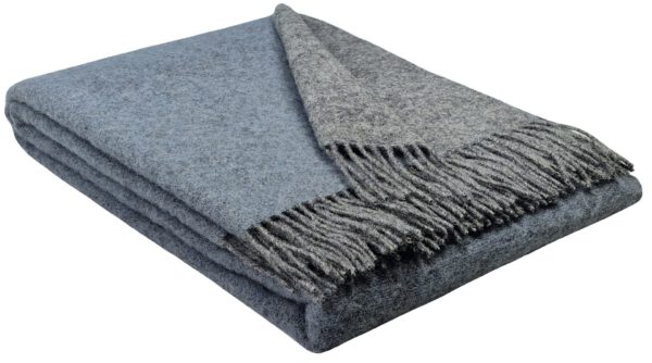 Wollplaid & Wolldecke "Tirol double face" grau-hellblau