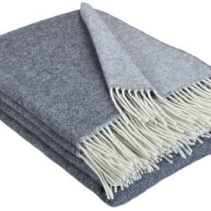 Wolldecke & Wollplaid, 90 % Merinowolle,10% Kaschmir "Faro DF" dunkelgrau-grau