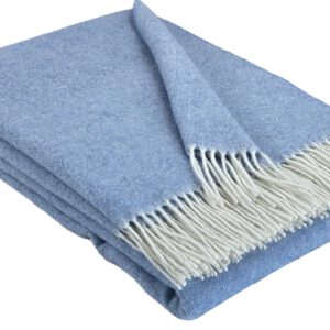 Wolldecke & Wollplaid, 90 % Merinowolle,10% Kaschmir "Faro A" hellblau