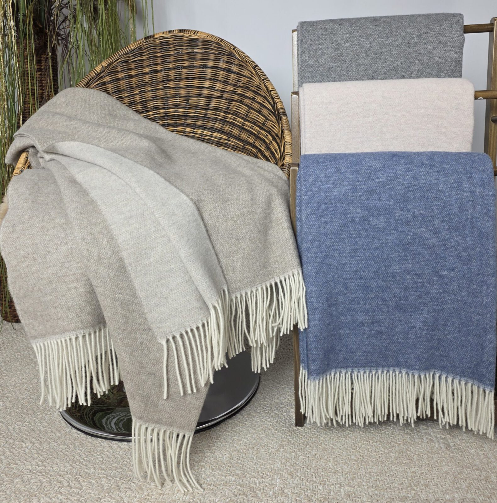 Wolldecken und Wollplaids