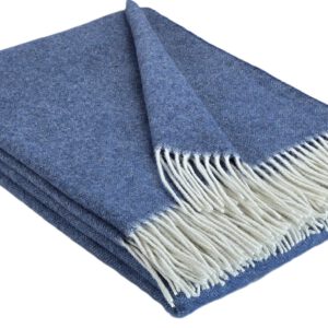 Wolldecke & Wollplaid, 90 % Merinowolle,10% Kaschmir "Faro A" dunkelblau