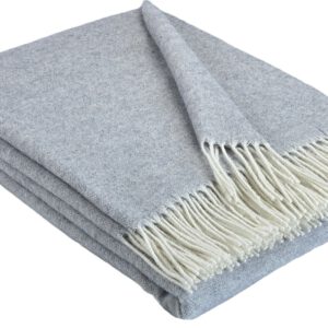 Wolldecke & Wollplaid, 90 % Merinowolle,10% Kaschmir "Faro A" hellgrau