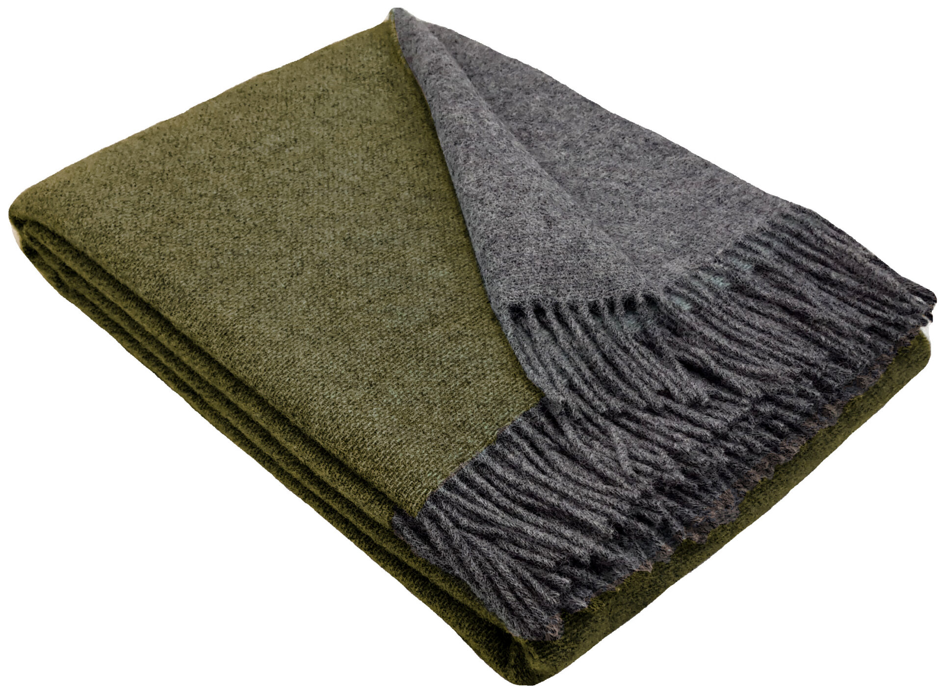 Wollplaid & Wolldecke „Tirol face“ - double und khaki-grau Wollplaids Wolldecken