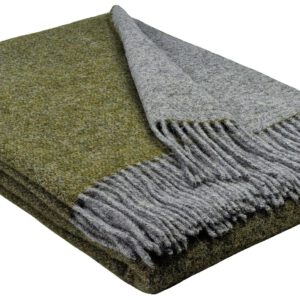 Wollplaid & Wolldecke "Tirol double face" grau-olive