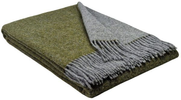 Wollplaid & Wolldecke "Tirol double face" grau-olive