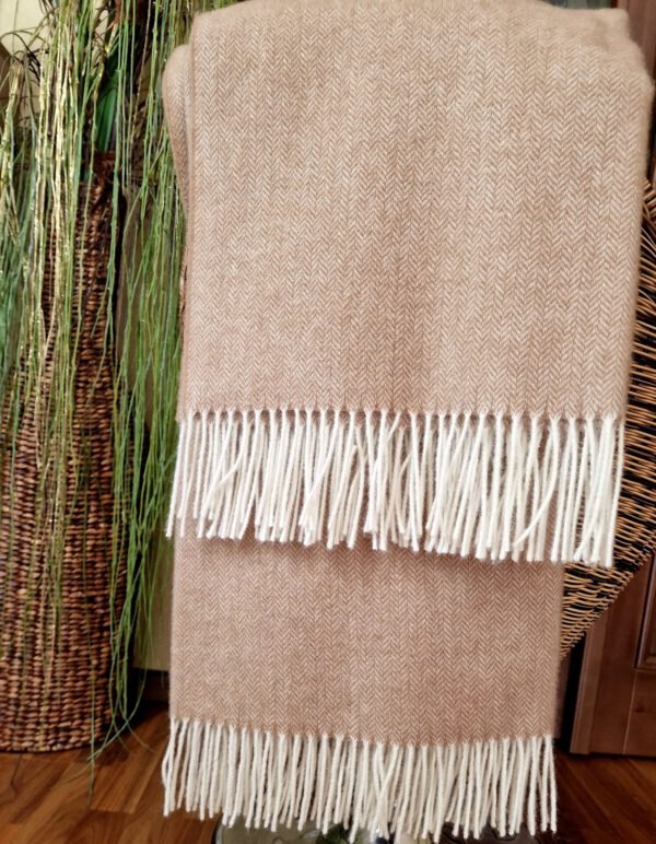Wollplaid & Wolldecke "Tirol" beige/sand – Bild 3