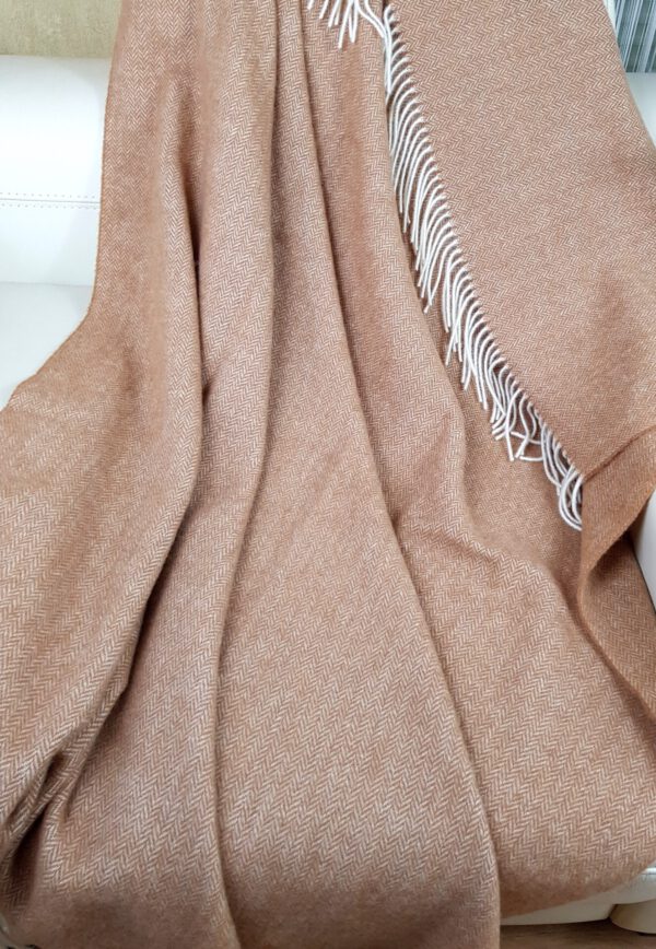 Wollplaid & Wolldecke "Tirol" beige/sand – Bild 5