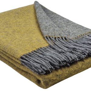 Wollplaid & Wolldecke "Tirol double face" grau-gelb