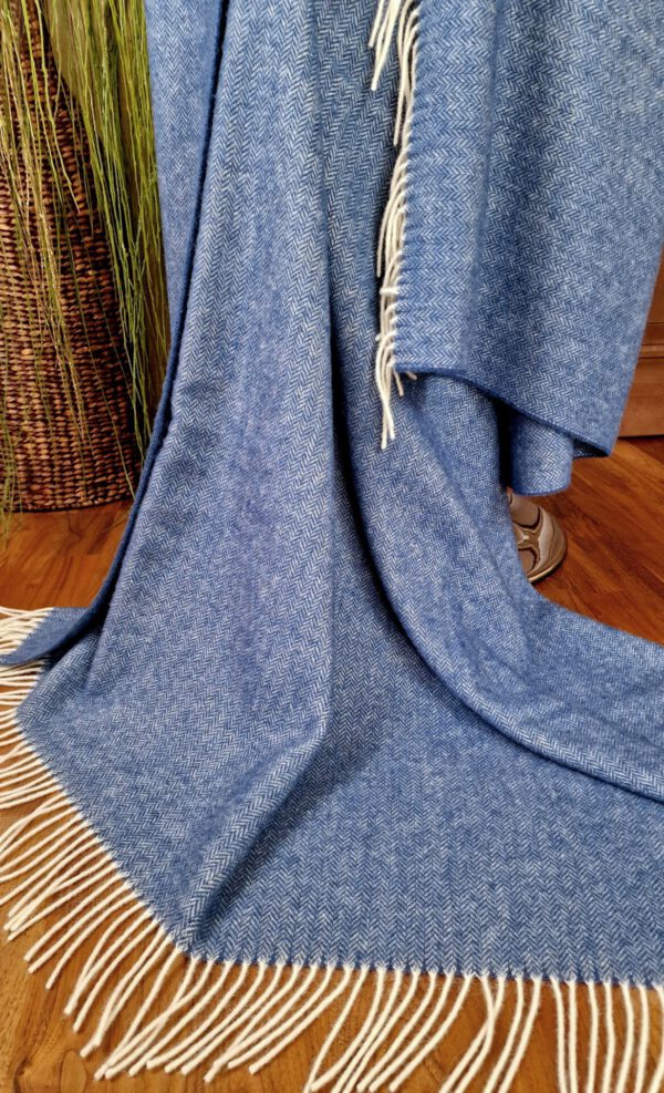 Wollplaid & Wolldecke "Tirol" blau – Bild 2