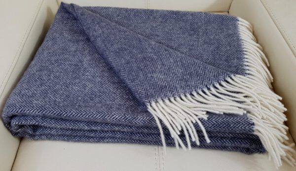 Wollplaid & Wolldecke "Tirol" dunkelblau/dunkelgrau – Bild 2