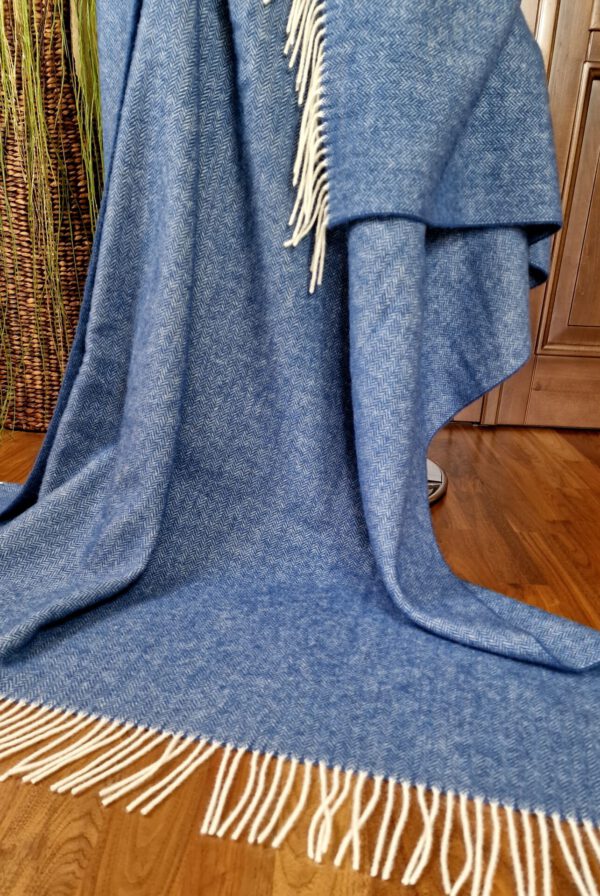 Wollplaid & Wolldecke "Tirol" blau – Bild 3