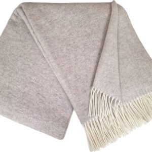 Wolldecke & Wollplaid, 90 % Merinowolle,10% Kaschmir "Faro DF" weiß-beige