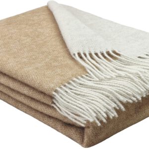Wollplaid & Wolldecke "Tirol double face" weiß-beige