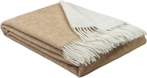 Wollplaid & Wolldecke "Tirol double face" weiß-beige