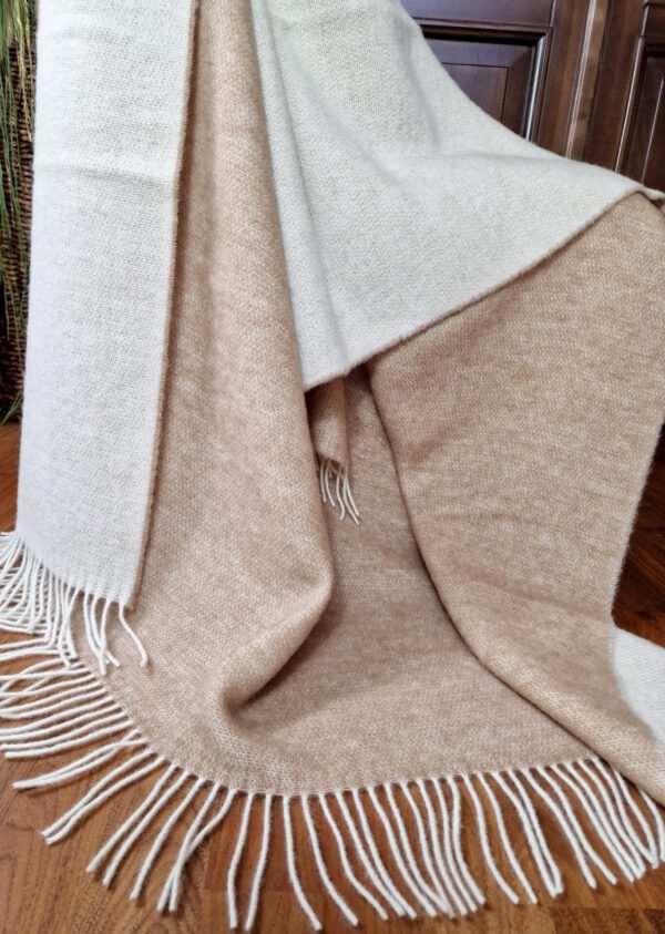 Wollplaid & Wolldecke "Tirol double face" weiß-beige – Bild 3