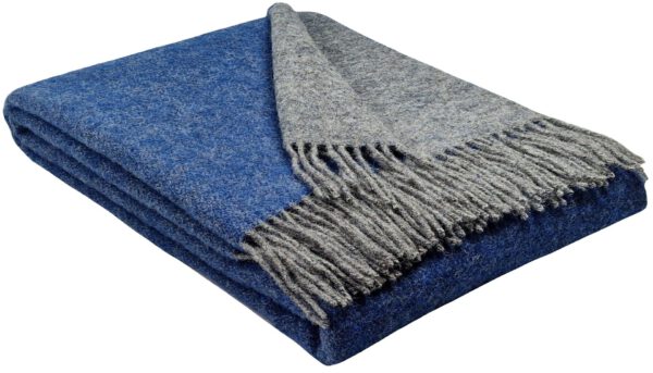 Wollplaid & Wolldecke "Tirol double face" grau-blau