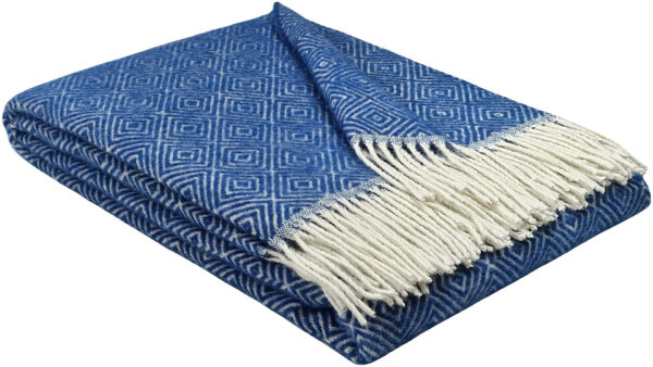 Wollplaid & Wolldecke "Tirol-V" blau