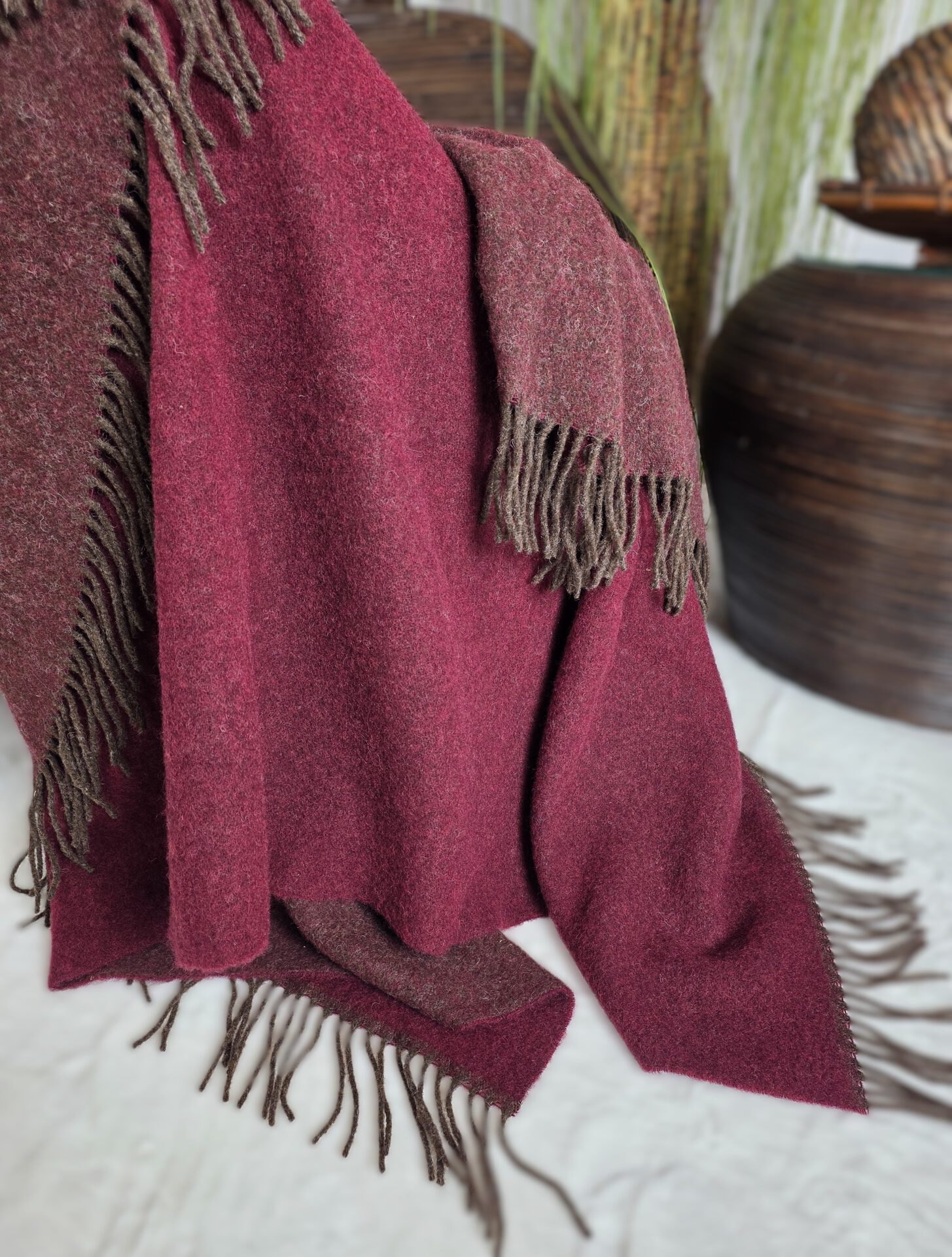 Wollplaid & Wolldecke "Tirol DF" braun-dunkelrot – Bild 2