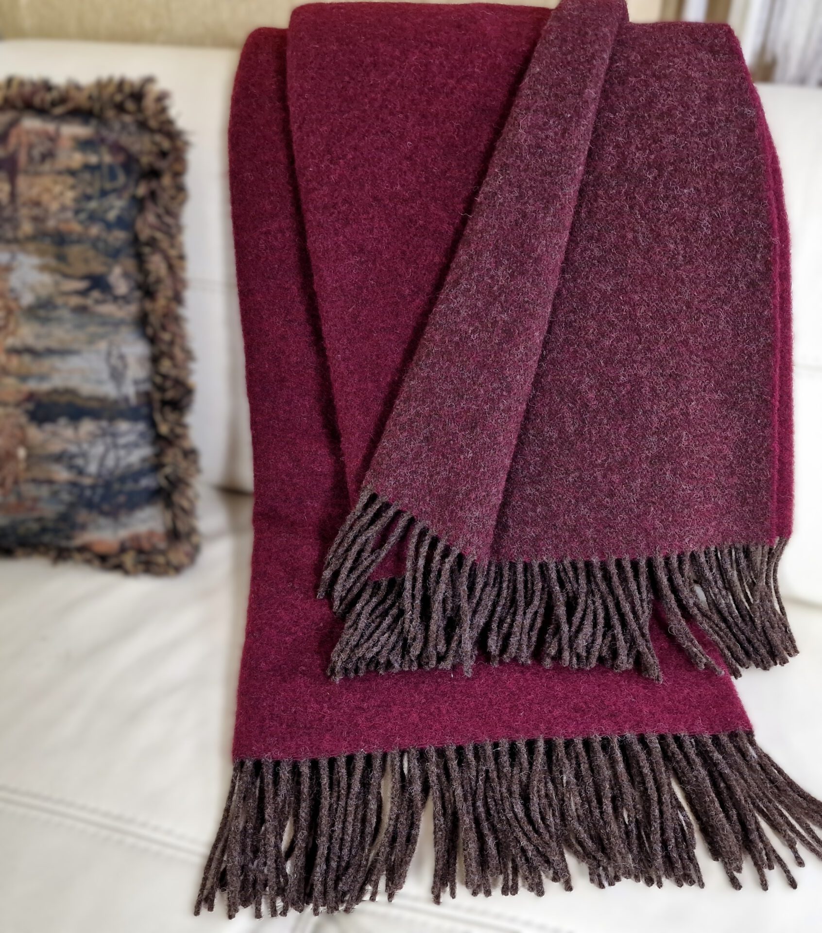 Wollplaid & Wolldecke "Tirol DF" braun-dunkelrot – Bild 4