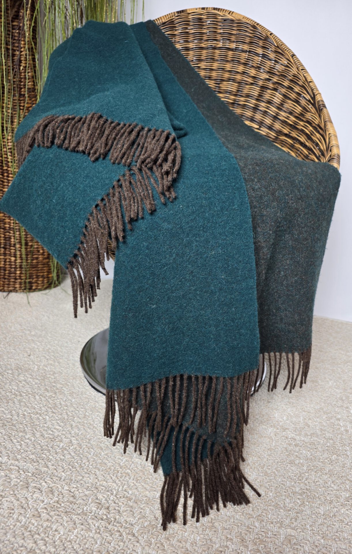 Wollplaid & Wolldecke "Tirol DF" braun-dunkelgrün – Bild 2