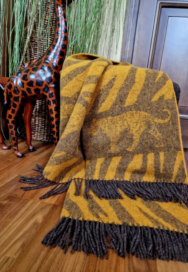 Wollplaid & Wolldecke "Tirol T Tiger" braun-senf – Bild 2