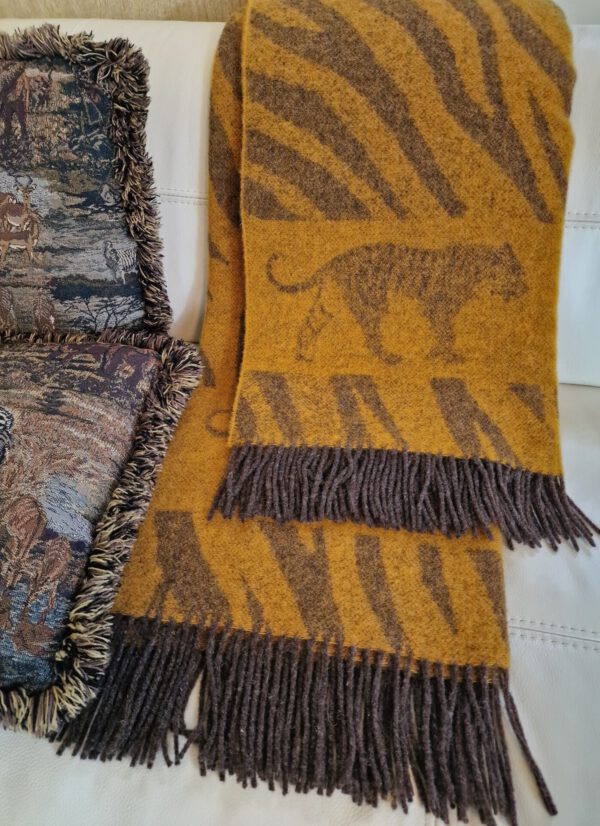 Wollplaid & Wolldecke "Tirol T Tiger" braun-senf – Bild 5