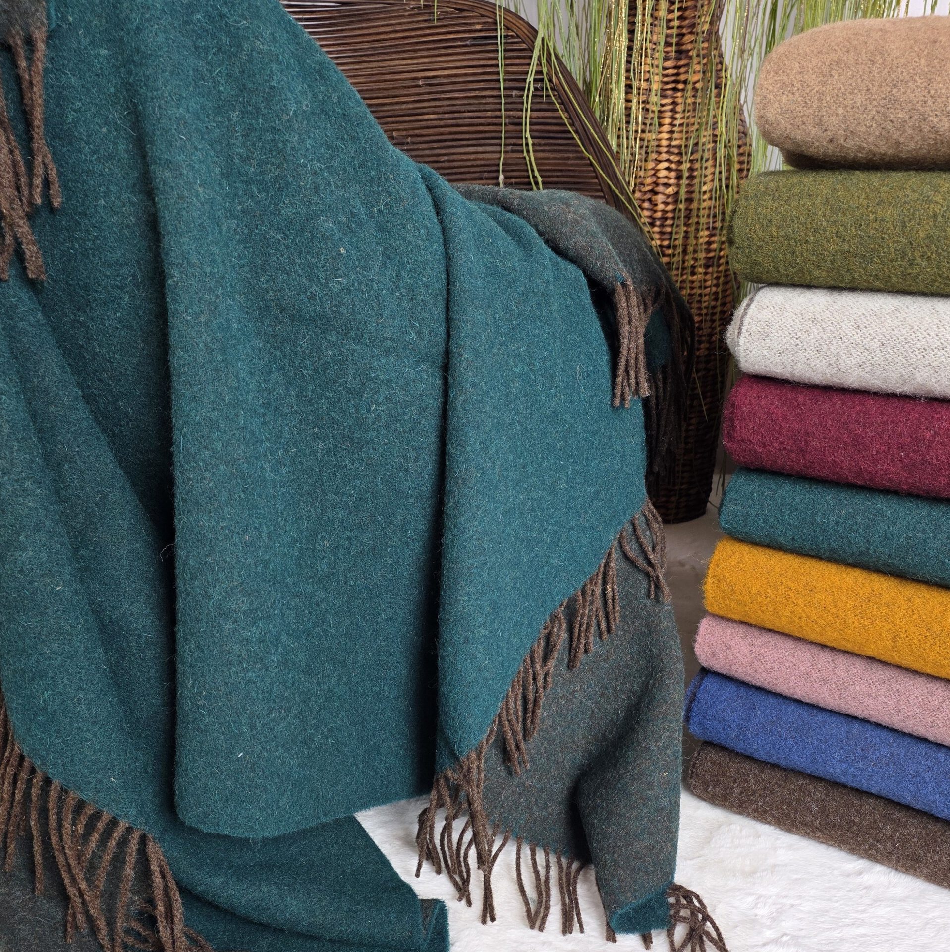 Wollplaid & Wolldecke "Tirol DF" braun-dunkelgrün – Bild 6