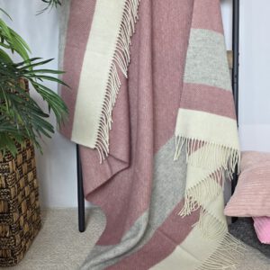 Alternative view of Wollplaid & Wolldecke "Tirol S" rosa-hellgrau-weiß