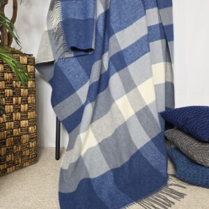 Alternative view of Wollplaid & Wolldecke "Tirol Q" blau-hellblau-grau