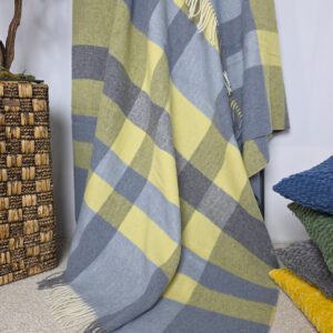 Alternative view of Wollplaid & Wolldecke "Tirol Q" hellblau-grau-gelb