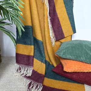 Alternative view of Wollplaid & Wolldecke "Tirol S" senf-grün-rot