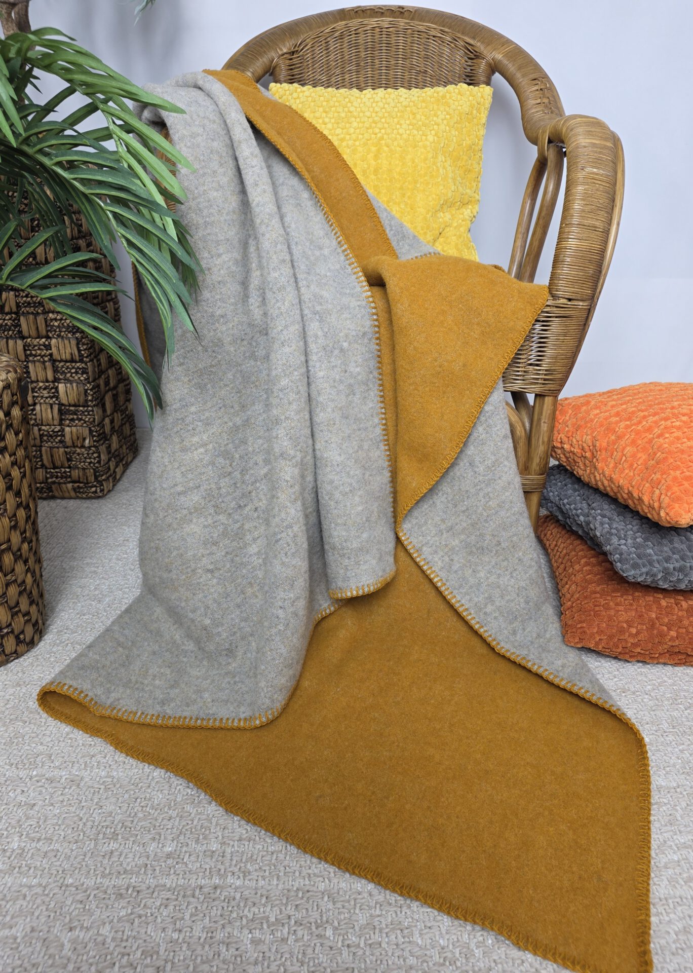 Wollplaid & Wolldecke "Selva DF" hellgrau-senf – Bild 5
