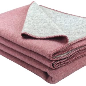 Wollplaid & Wolldecke "Selva DF" hellgrau-rosa