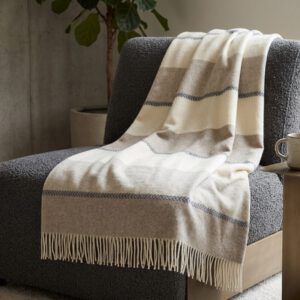 Alternative view of Wolldecke & Wollplaid, 90 % Merinowolle,10% Kaschmir "Faro K" beige-braun-weiß