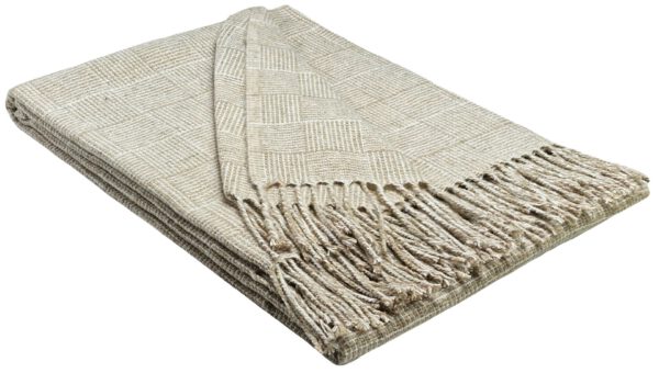 Plaid & Decke aus Polyester und Acryl "Palmera-P" beige-weiß