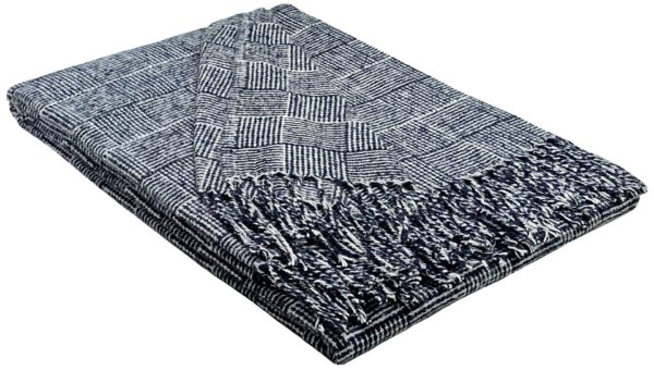 Plaid & Decke aus Polyester und Acryl "Palmera-P" dunkelblau-weiß