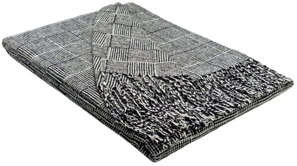 Plaid & Decke aus Polyester und Acryl "Palmera-P" dunkelbraun-weiß