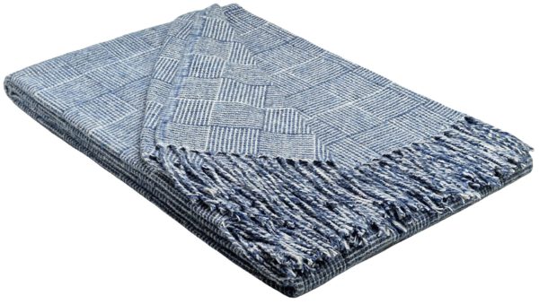 Plaid & Decke aus Polyester und Acryl "Palmera-P" hellblau-weiß