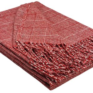 Plaid & Decke aus Polyester und Acryl "Palmera-P" rot-weiß