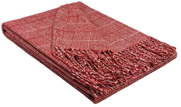 Plaid & Decke aus Polyester und Acryl "Palmera-P" rot-weiß