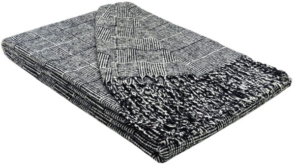 Plaid & Decke aus Polyester und Acryl "Palmera-P" schwarz-weiß